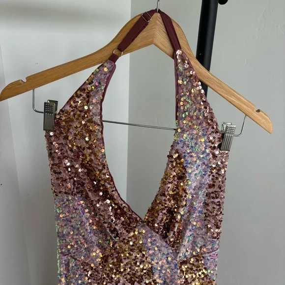 NWOT FREE PEOPLE GLITTER AND GOLD MIDI DRESS Sz S - Picture 8 of 16